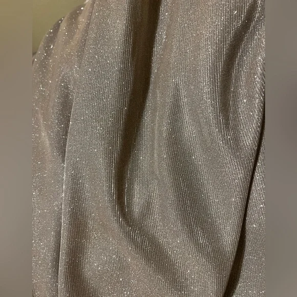 B Darlin Long Dress, Juniors' Glitter Mesh Rose color - Picture 6 of 15